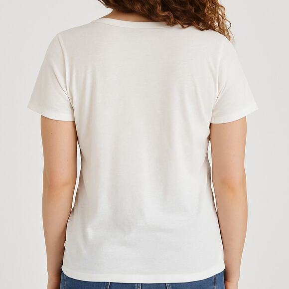 New Faherty Sunwashed V Neck Tee in White Organic Cotton - Picture 2 of 8